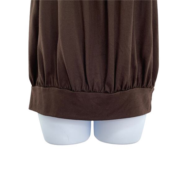 MICHAEL by MICHAEL KORS Brown Beaded Tank Top Shirred Scoop Neck Band Hem M - Picture 7 of 13